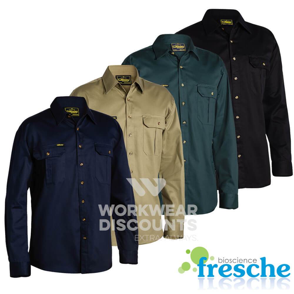 Bisley Womens Drill Shirt - Long Sleeve, Workwear Shirts Australia