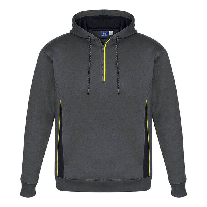 Biz Collection SW710M Renegade Adults Hoodie Grey Black Fluoro Yellow Front