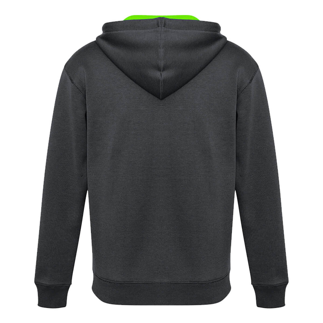 Biz Collection SW710M Renegade Adults Hoodie Grey Fluoro Lime Silver Back