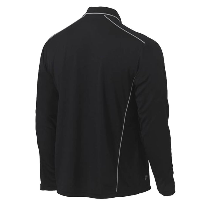 Bisley BK6425 Reflective Piping Cool Mesh Polo Shirt Long Sleeve Black Back