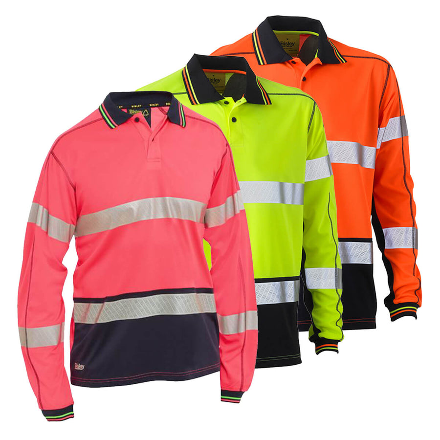 Bisley BK6219T Taped Hi-Vis Mesh Polo Long Sleeve