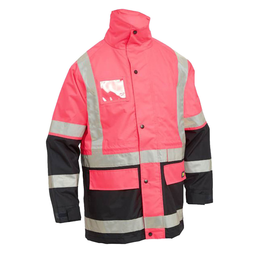 Bisley BK6975 Hi-Vis Five in One Jacket Pink/Navy Front