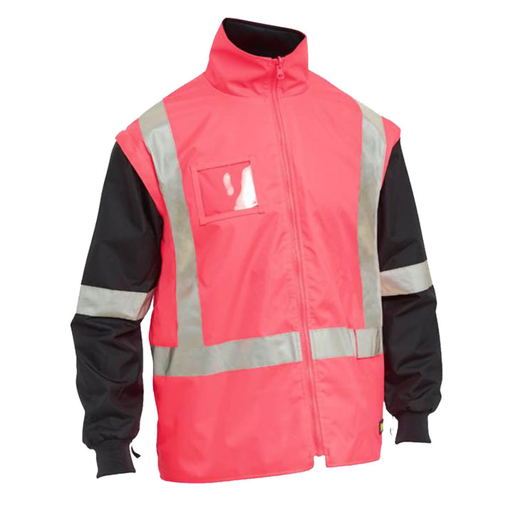 Bisley BK6975 Hi-Vis Five in One Jacket Pink/Navy View 3