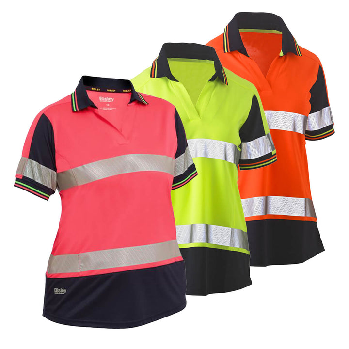 Bisley BKL1225T Ladies Hi-Vis Taped Polo Short Sleeve