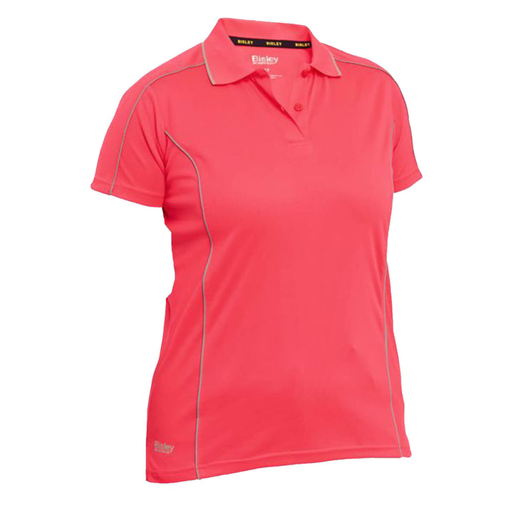 Bisley BKL1425 Ladies Cool Mesh Polo Shirt Short Sleeve Hi Vis Pink Front