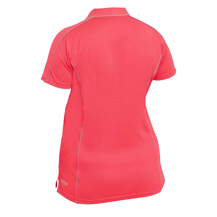 Bisley BKL1425 Ladies Cool Mesh Polo Shirt Short Sleeve Hi Vis Pink Back