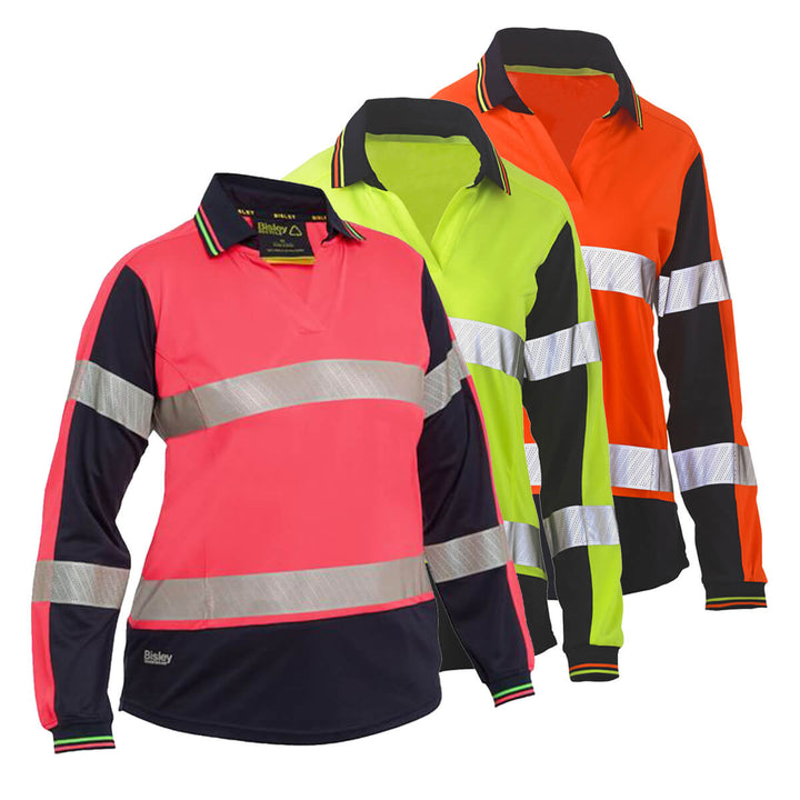 Bisley BKL6225T Ladies Hi-Vis Taped Polo Long Sleeve