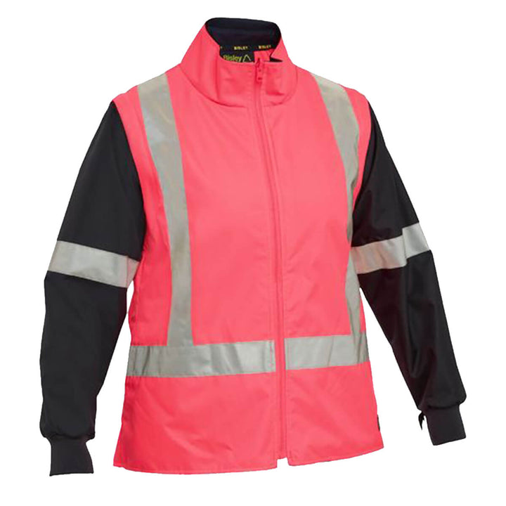 Bisley BKL6975 Women's Taped Hi Vis 5 In 1 Rain Jacket Hi Vis Pink View 3