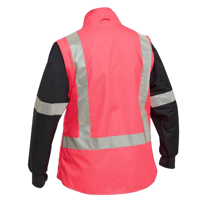 Bisley BKL6975 Women's Taped Hi Vis 5 In 1 Rain Jacket Hi Vis Pink View 4