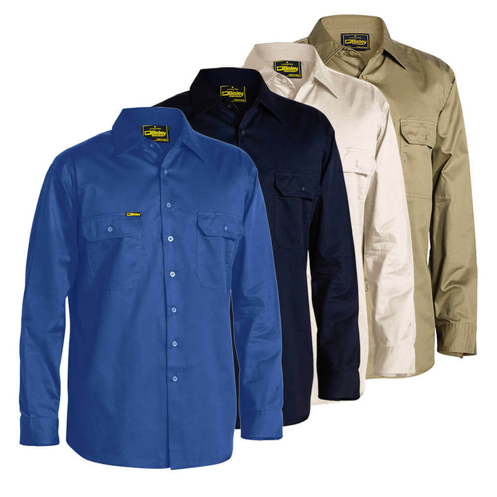 Bisley BS6893 Lightweight Cotton Drill Shirt Long Sleeve