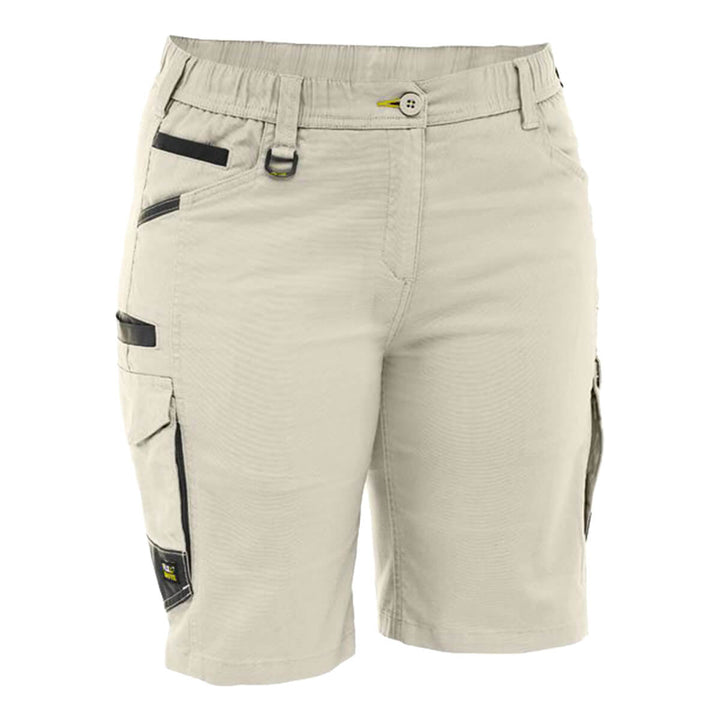 Bisley BSHL1338 Women's Flx & Move Elastic Waist Cargo Short Stone