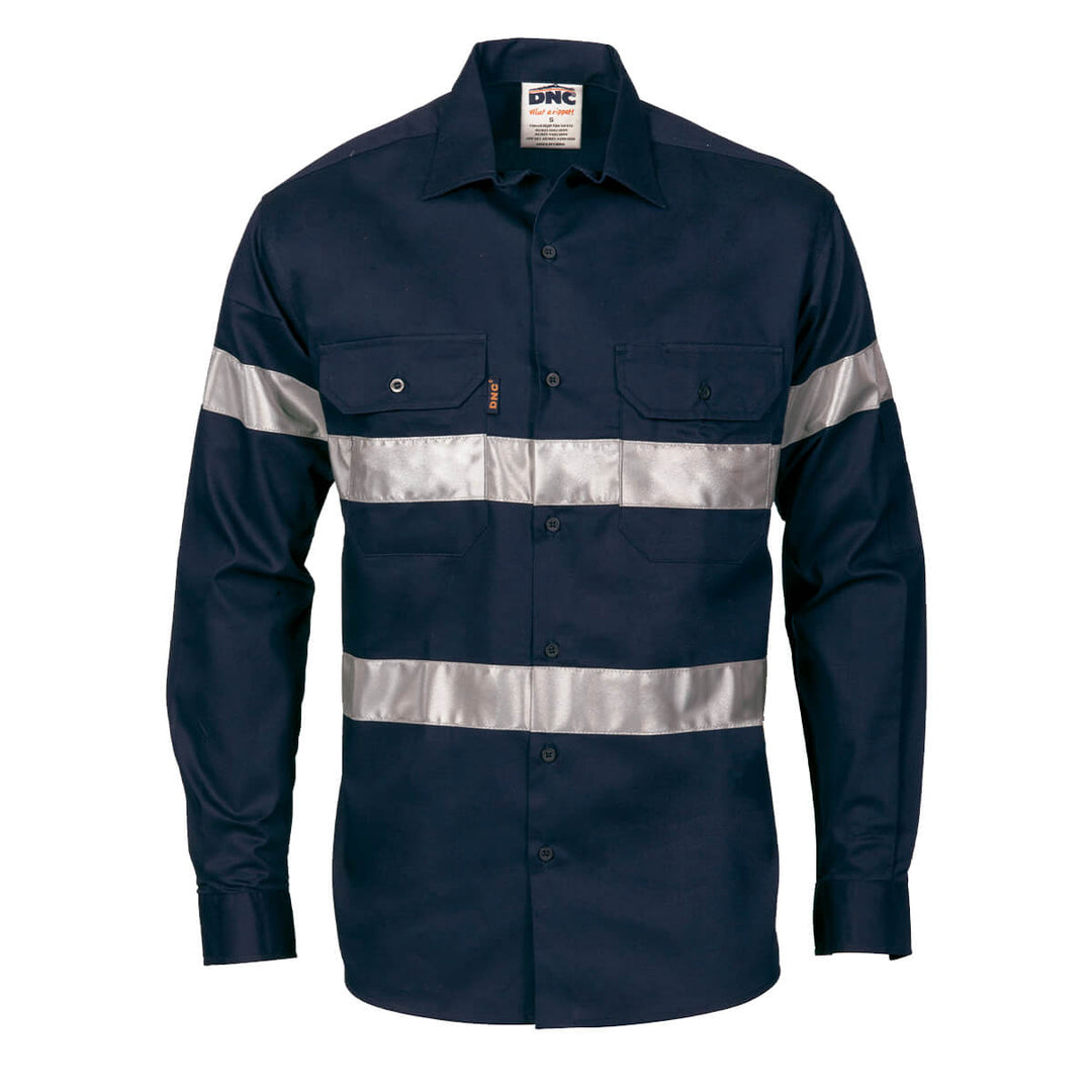 DNC 3535 Taped Cotton Drill Shirt Long Sleeve Navy