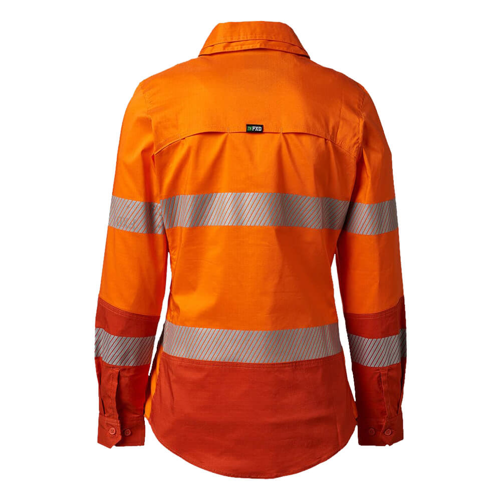 FXD LSH2WT Womens Hi-Vis Taped Shirt Orange Back