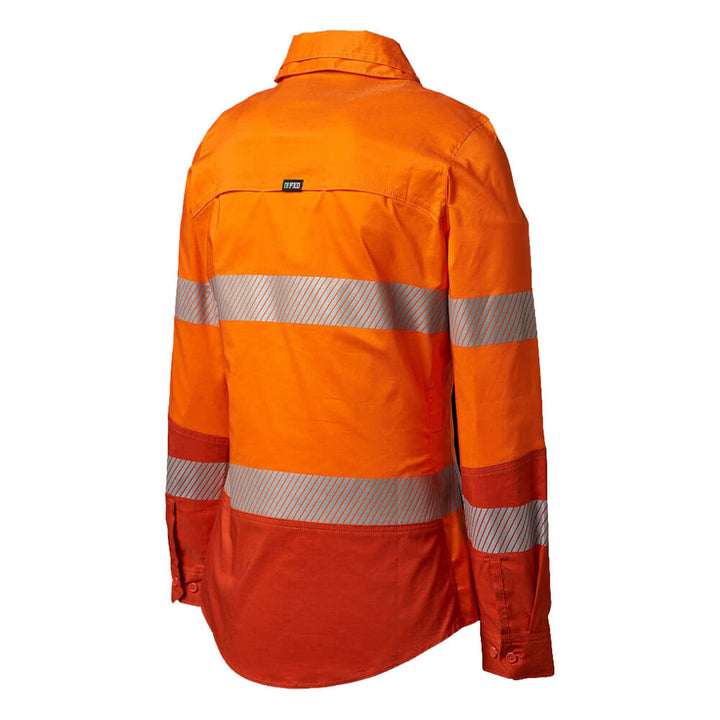 FXD LSH2WT Womens Hi-Vis Taped Shirt Orange Back LHS