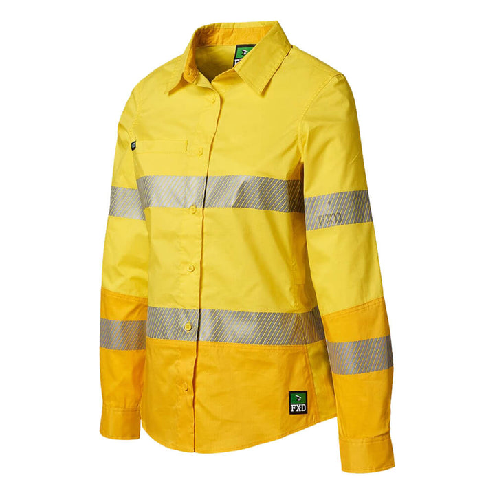 FXD LSH2WT Womens Hi-Vis Taped Shirt Yellow Front LHS