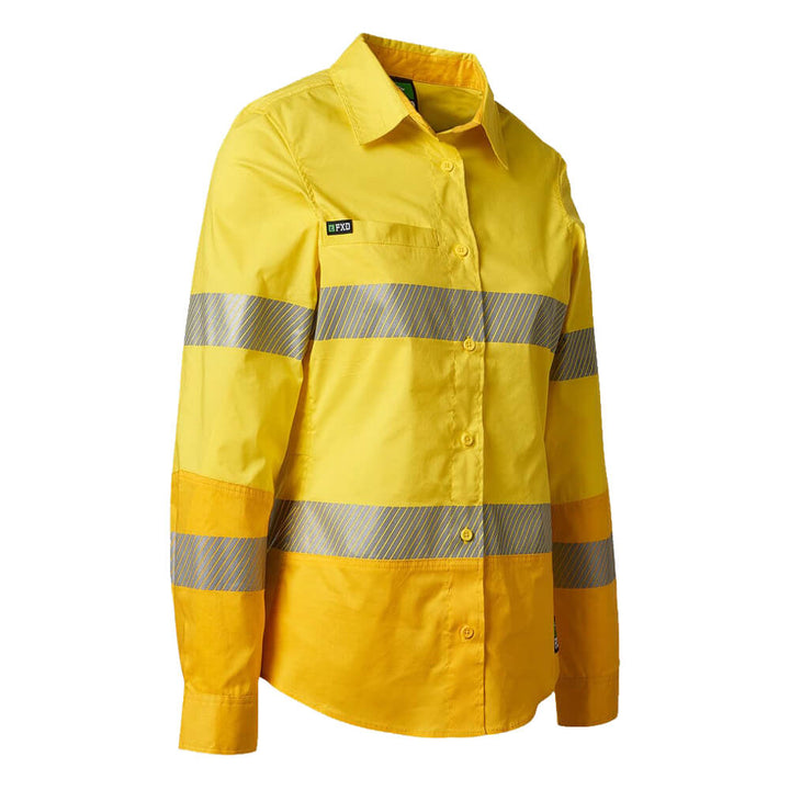 FXD LSH2WT Womens Hi-Vis Taped Shirt Yellow Front RHS