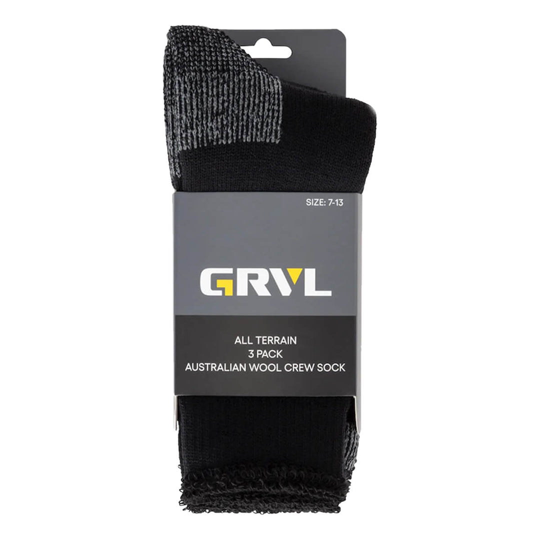 GRVL All Terrain Australian Wool Socks Packaging Front