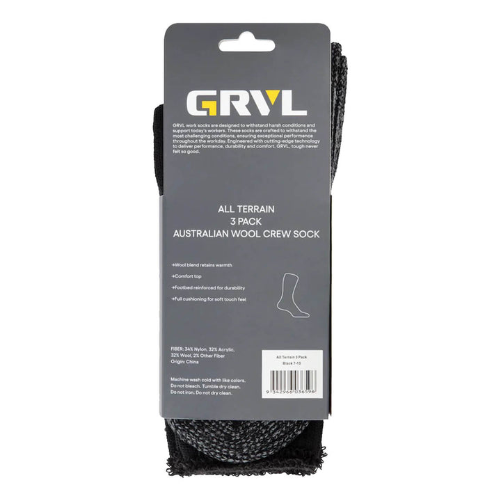 GRVL All Terrain Australian Wool Socks Packaging Back
