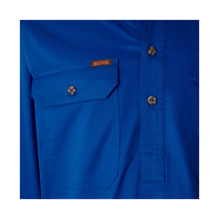 Mustang Signature Y04004 Mens Closed Front Shirt Cobalt Pocket