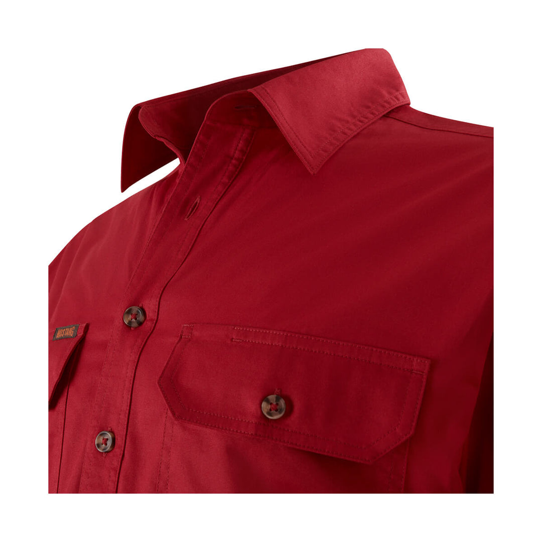 Mustang Signature Y04004 Mens Closed Front Shirt Red Collar