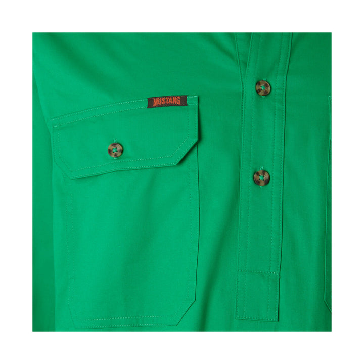 Mustang Signature Y04004 Mens Closed Front Shirt Green Pocket