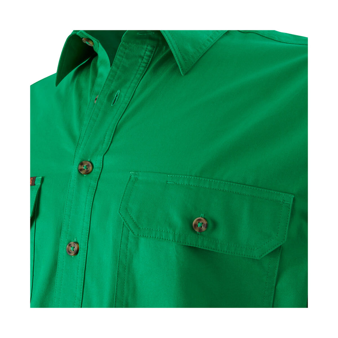 Mustang Signature Y04004 Mens Closed Front Shirt Green Front Pockets