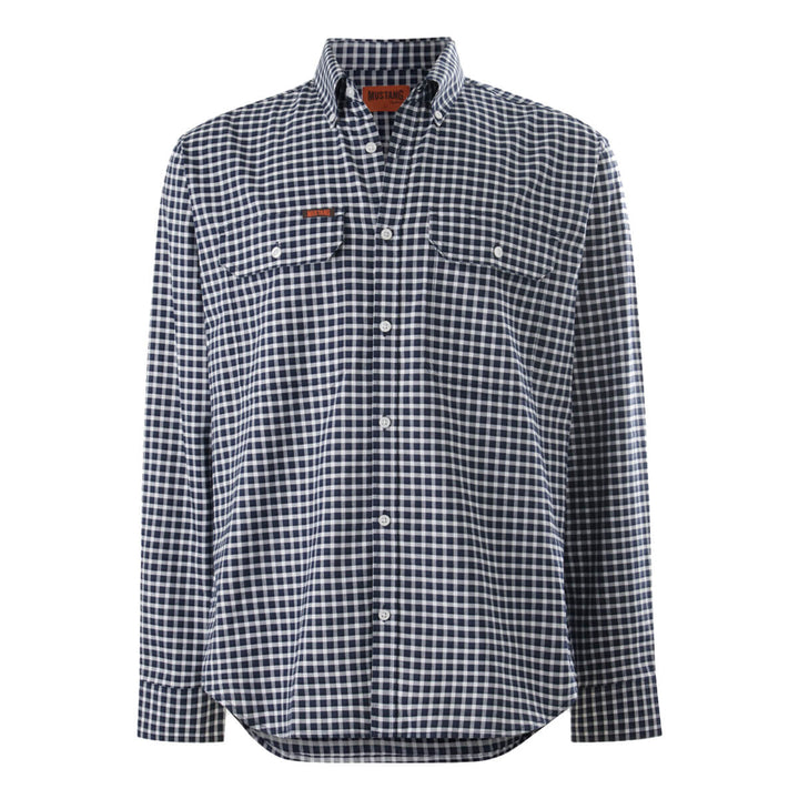 Mustang Signature Y04005 Mens Formal Check Shirt Blue Check