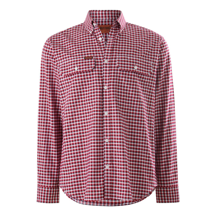 Mustang Signature Y04005 Mens Formal Check Shirt Red Check