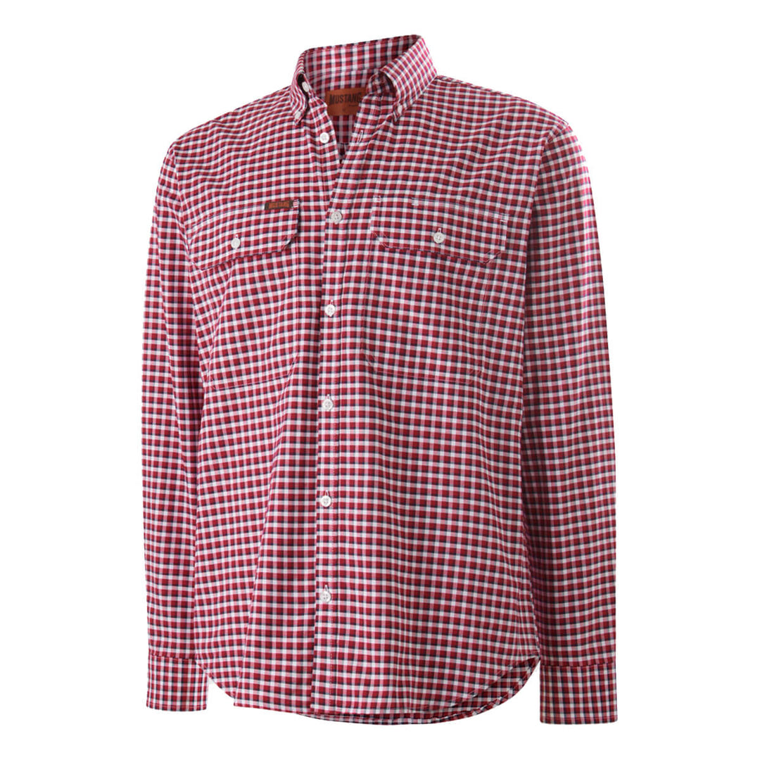 Mustang Signature Y04005 Mens Formal Check Shirt Red Check Front