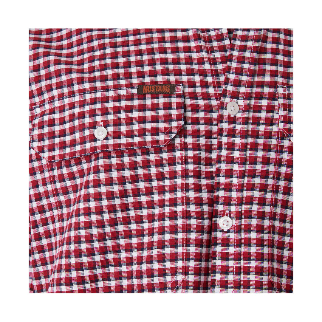 Mustang Signature Y04005 Mens Formal Check Shirt Red Check Front Pocket