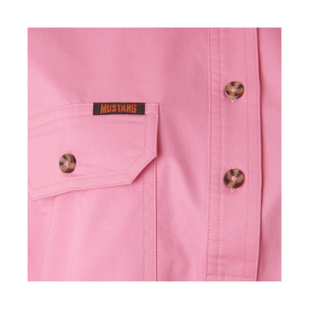 Mustang Signature Y08399 Womens Closed Front Shirt Blush Pocket Logo