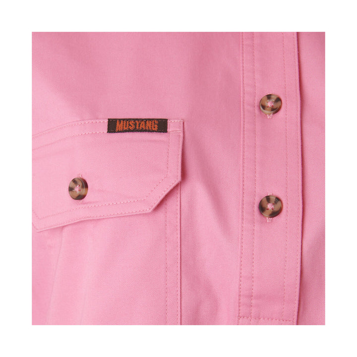 Mustang Signature Y08399 Womens Closed Front Shirt Blush Pocket Logo