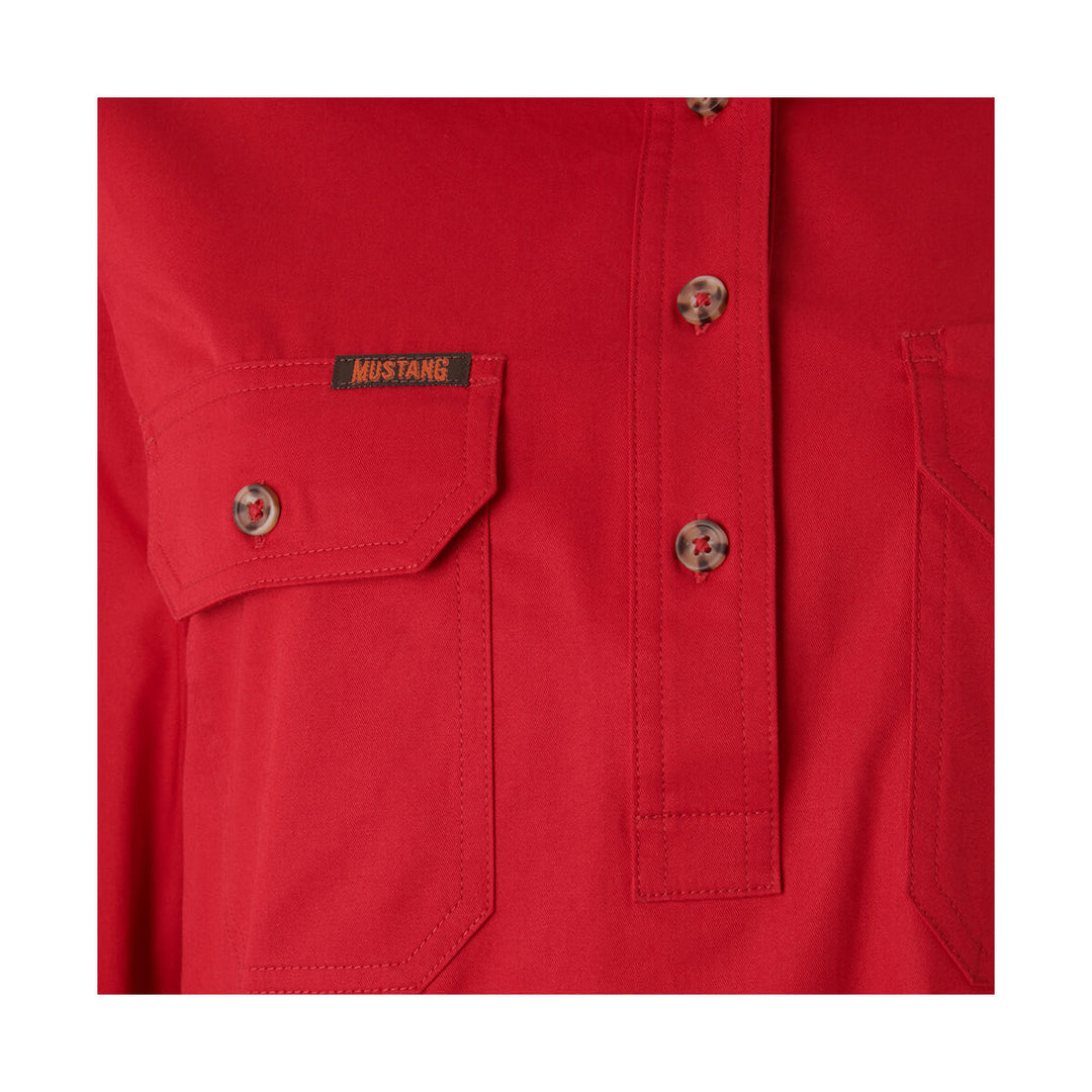 Mustang Signature Y08399 Womens Closed Front Shirt Fiery Red Pocket Logo