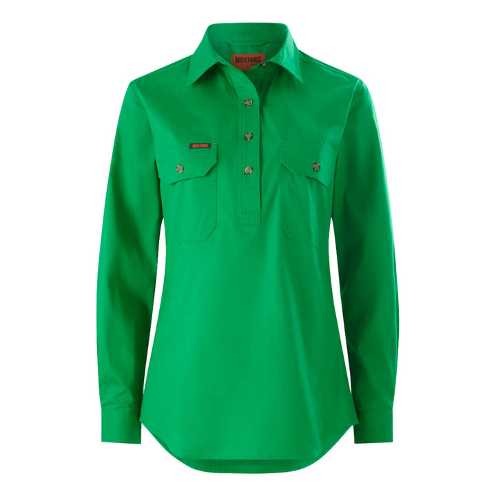 Mustang Signature Y08399 Womens Closed Front Shirt Green