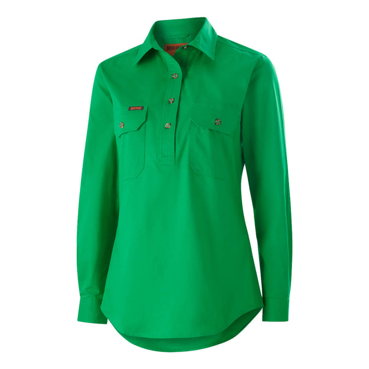 Mustang Signature Y08399 Womens Closed Front Shirt Green Front