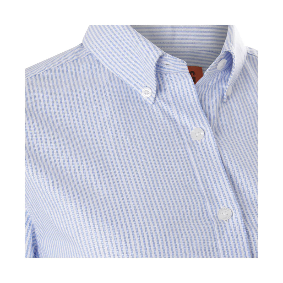 Mustang Signature Y08400 Womens Striped Dress Shirt Blue Stripe Collar