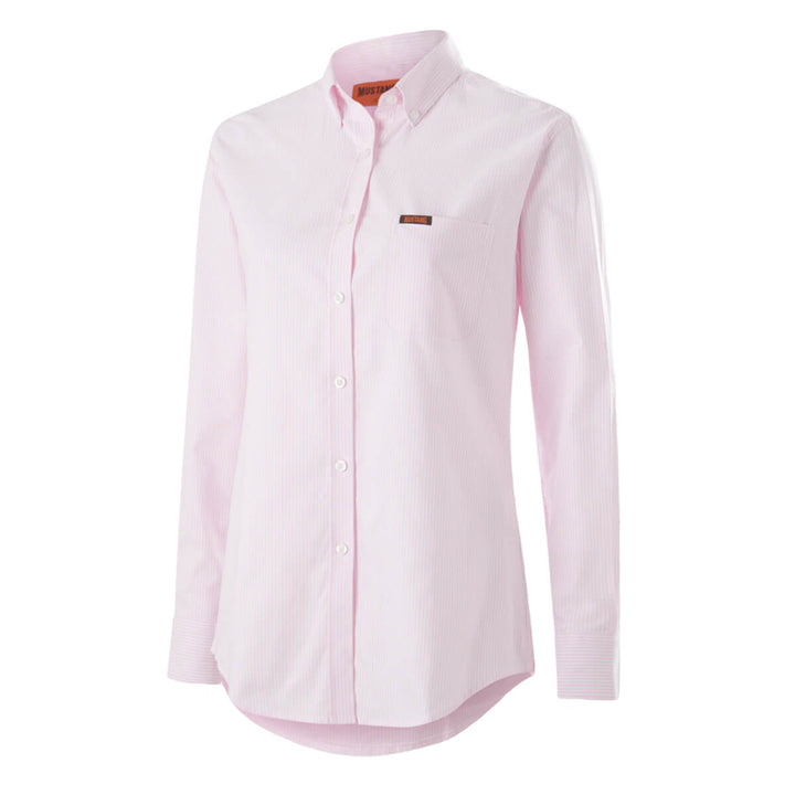 Mustang Signature Y08400 Womens Striped Dress Shirt Pink Stripe LHS