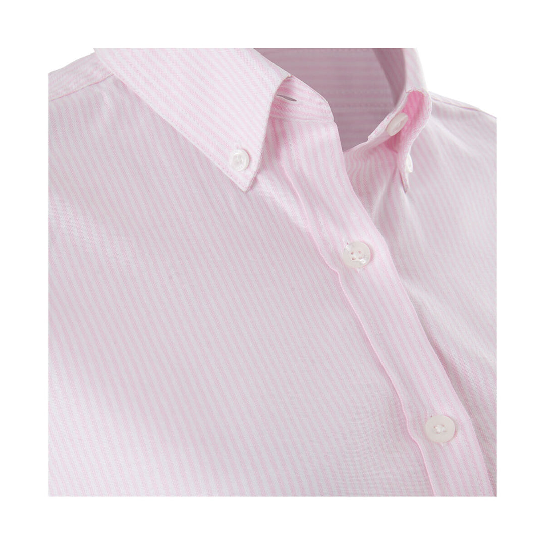 Mustang Signature Y08400 Womens Striped Dress Shirt Pink Stripe Collar