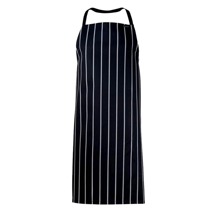 ChefsCraft CA005 Full Bib Café Strip Apron No Pocket Black/White Front