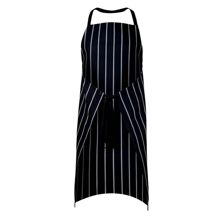 ChefsCraft CA005 Full Bib Café Strip Apron No Pocket Black/White Back