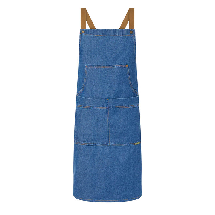 ChefsCraft CA033 Denim Bib Apron With Pouch Bleached Front