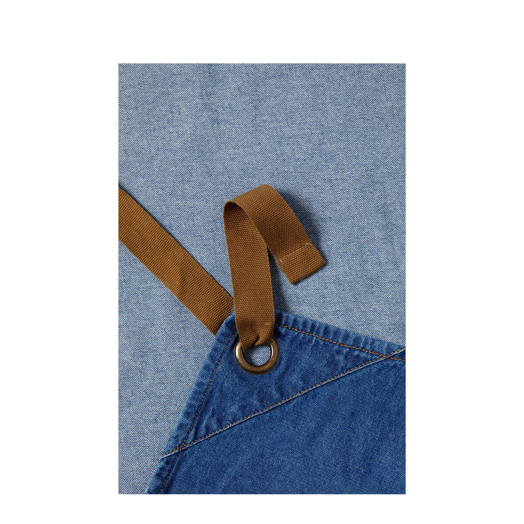 ChefsCraft CA033 Denim Bib Apron With Pouch Bleached Detail