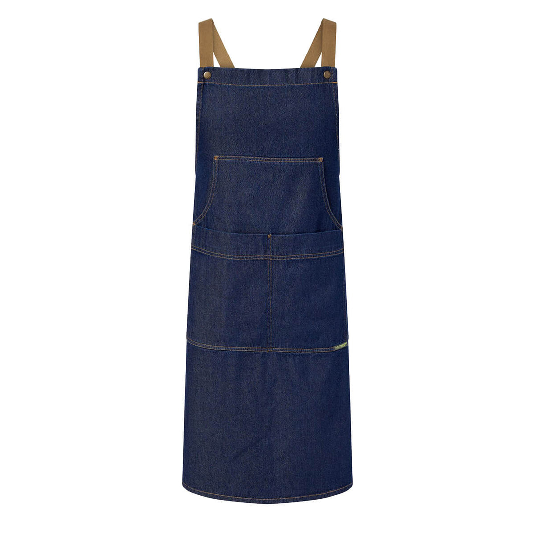 ChefsCraft CA033 Denim Bib Apron With Pouch Stonewash Front