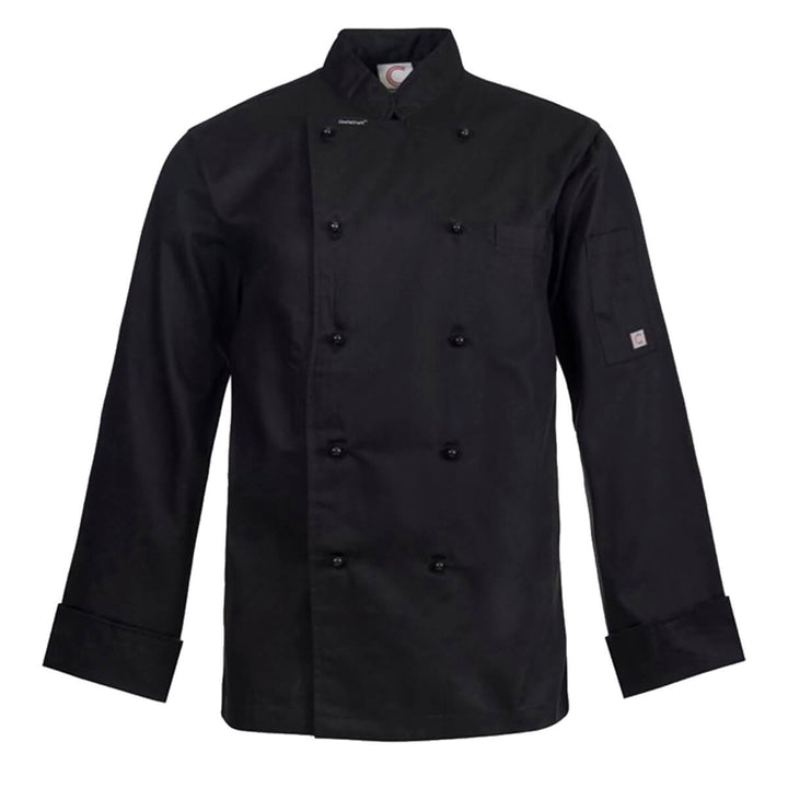 ChefsCraft CJ048 Chef Jacket - 155gsm Long Sleeve Black Front