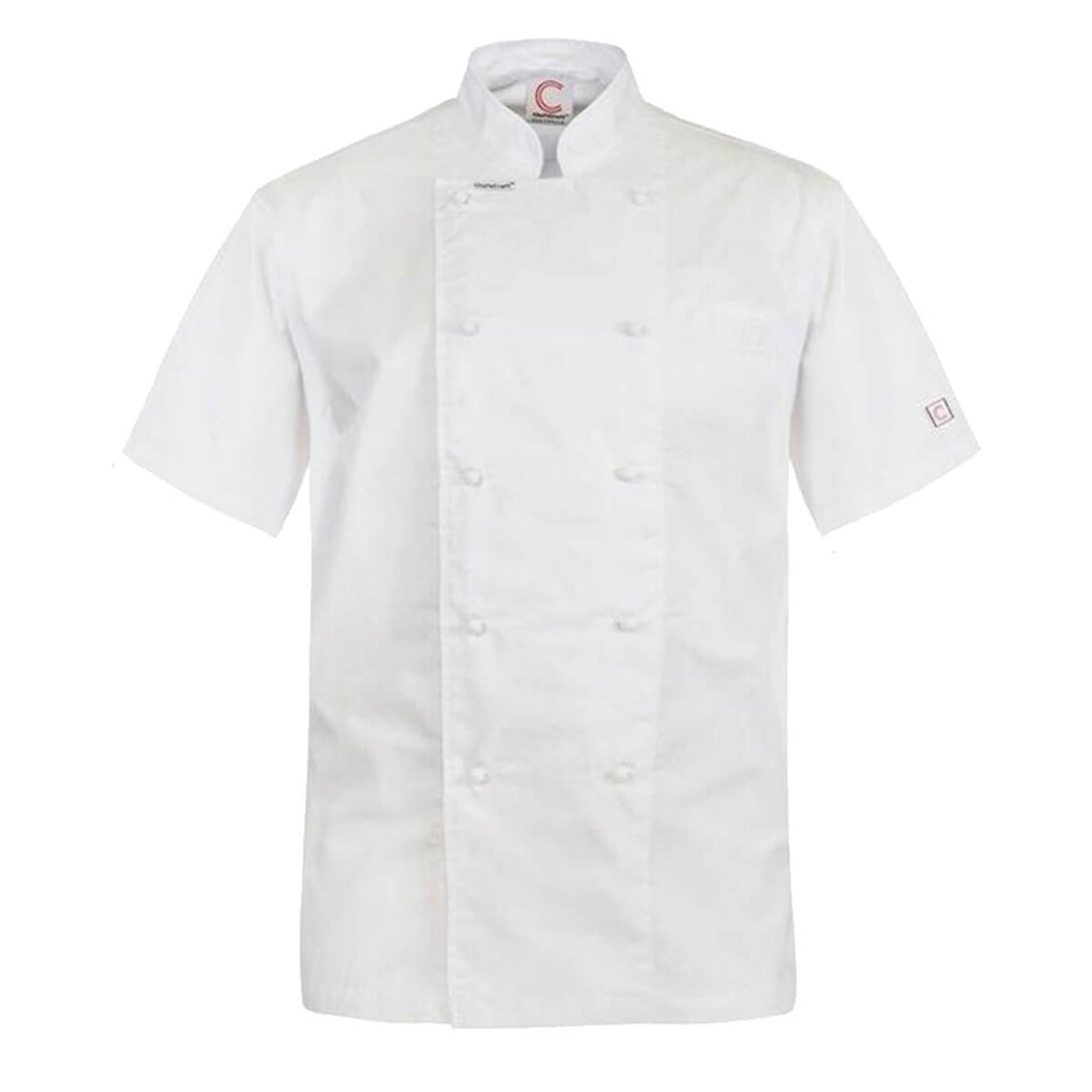 ChefsCraft CJ049 Chef Jacket - 155gsm Short Sleeve White Front