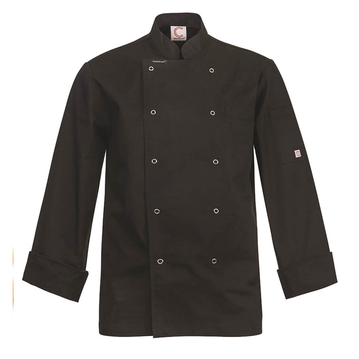 ChefsCraft CJ051 Exec Chef Jacket Light Long Sleeve Black Front