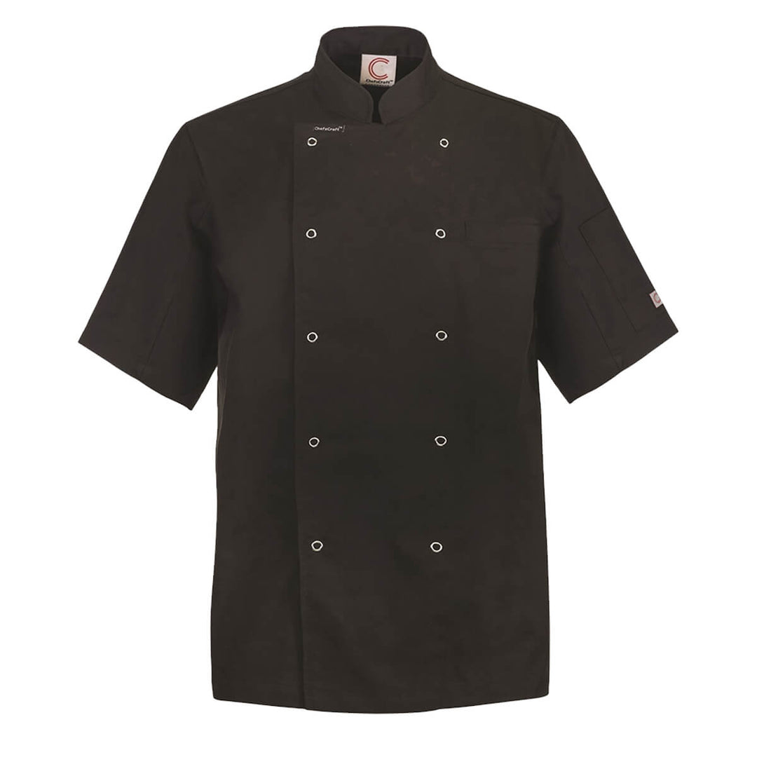 ChefsCraft CJ052 Exec Chef Jacket Light Short Sleeve Black Front