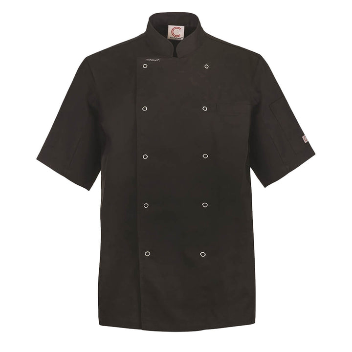 ChefsCraft CJ052 Exec Chef Jacket Light Short Sleeve Black Front