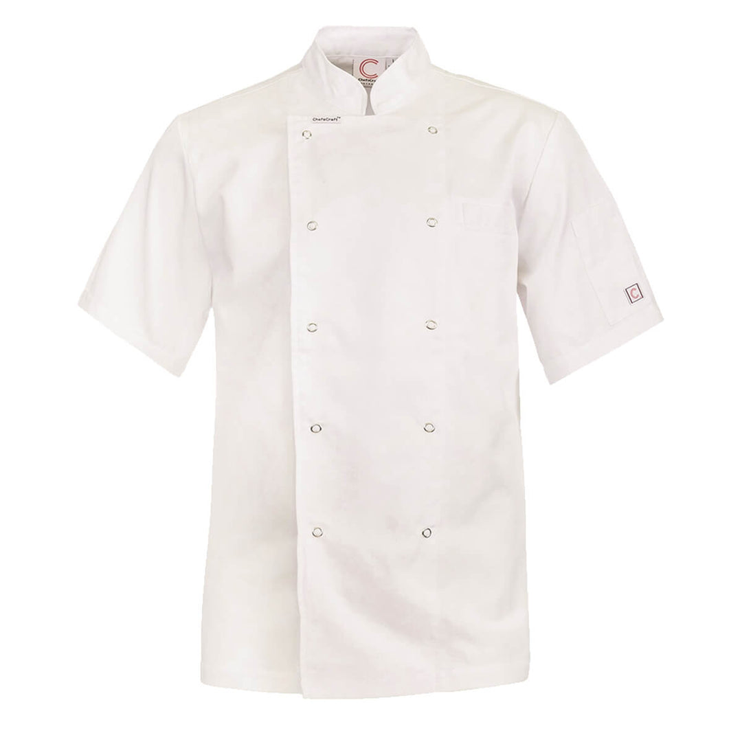 ChefsCraft CJ052 Exec Chef Jacket Light Short Sleeve White Front