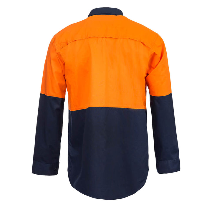 WorkCraft WS4247 Hi-Vis Lightweight Vented Shirt Orange Navy Back